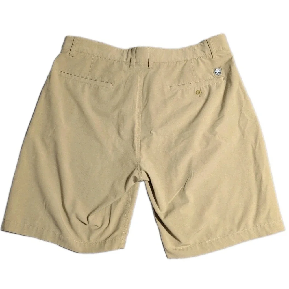 Reyn Spooner Golf Shorts Mens 36 Beige Stretch Performance Flat Front 8.5 Inseam